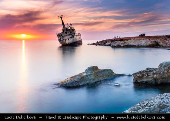 Cyprus - Paphos shipwreck - Pafos pegeia - Sierra Leone-flagged EDRO III at Sunset