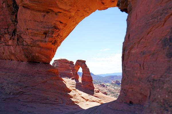 Delicate Arch through Twisted Doughnut Arch, Arches NP, USA
