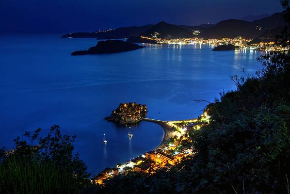 Sveti Stefan at Dusk