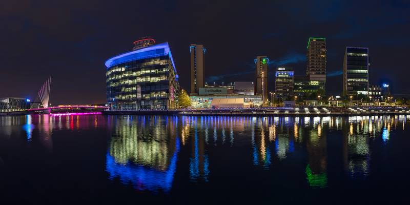BBC Media City at 10pm, Salford Quays, Manchester