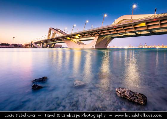 United Arab Emirates - UAE - Abu Dhabi - Sheikh Zayed Bridge at Dusk - Twilight - Blue Hour