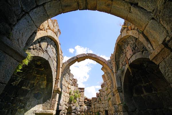 Blue sky over Tsakhats Kar ruins, Armenia