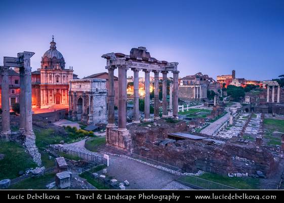 Italy - Rome - Ancient Forum Romanum at Dusk - Twilight - Blue Hour