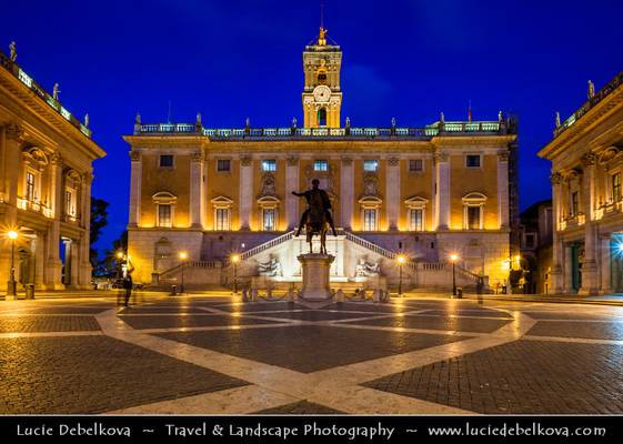 Italy - Rome - Capitol Hill - Colle del Campidoglio at Blue hour - Dusk - Twilight - Night