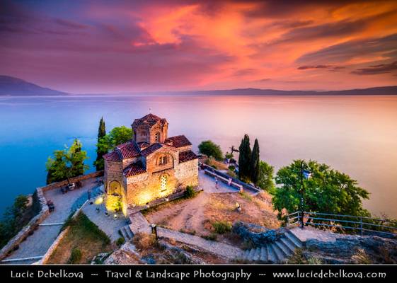 Macedonia (FYROM) - Ohrid Lake & Church of St. John at Kaneo at Sunset