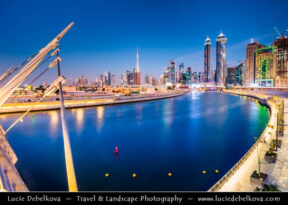 United Arab Emirates - UAE - Dubai - Creek area at Dusk - Twilight - Blue Hour - Night