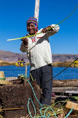 Uru Worker, Lake Titicaca, Peru
