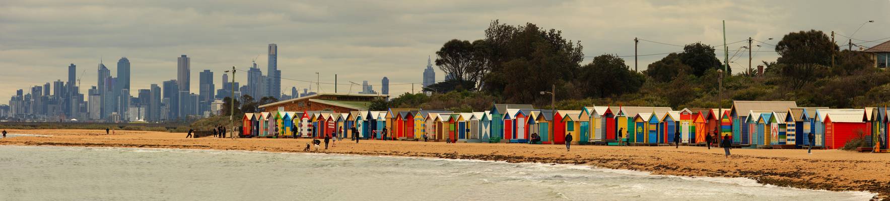 Melbourne City Skyline and Brighton Beach