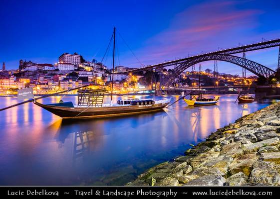 Portugal - North Region - Porto & Dom Luís I (Luiz I) Bridge at Dawn - Twilight - Sunrise