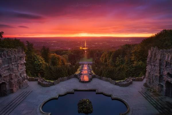glowing sunrise over Kassel