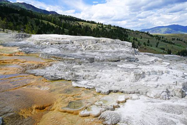 Amazing view from Mammoth Hot Springs, Yellowstone NP, USA