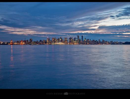 Downtown Vancouver after sunset, British Columbia, Canada