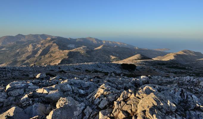 View from the rugged summit of Mount Zas, Naxos