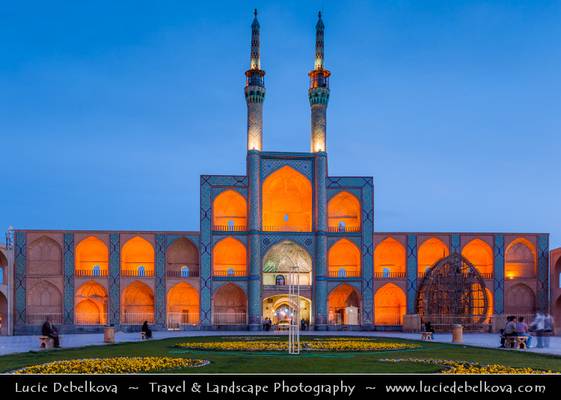 Iran - Yazd - Amir Chakhmaq Complex at Dusk - Twilight - Blue Hour - Night