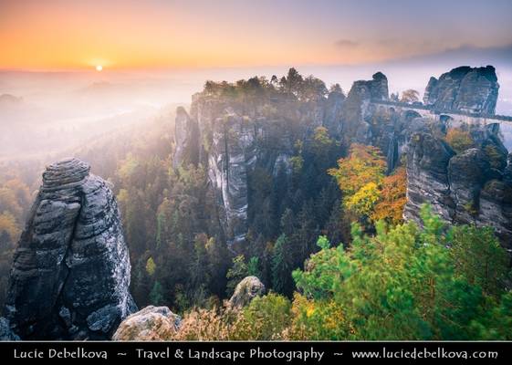 Germany - Saxony - Saxon Switzerland National Park -  Bastei at Autumn Sunrise