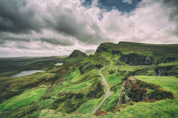 Mountain landscape near Quiraing on the Isle of Skye