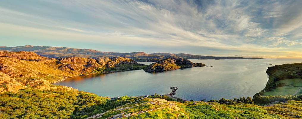 Landscape on the bay of the Loch Torridon during sunset