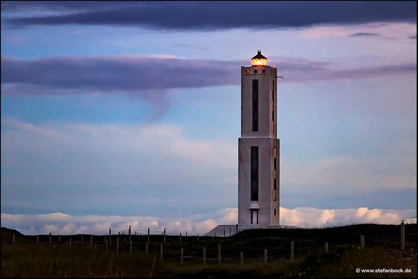 Knarraros Lighthouse Knarrarósviti Iceland at Sunset