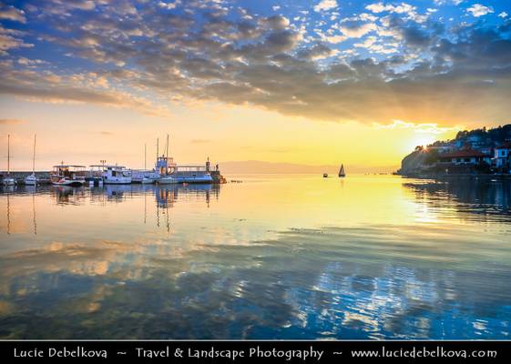 Macedonia (FYROM) - Ohrid - Old Town's Port - Marina with Boats at Sunset