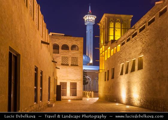 United Arab Emirates - Dubai - Bastakia Quarter at Dusk - Twilight - Blue Hour