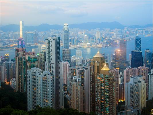 Hong Kong evening view from Victoria Peak