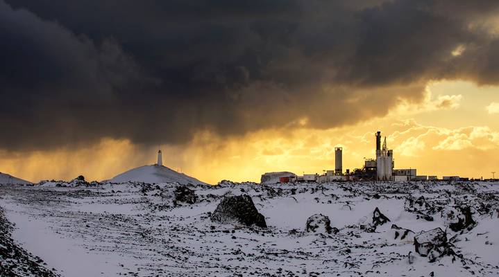 Reykjanes Lighthouse and Geothermal Power Station, Reykjanes Peninsula, Iceland