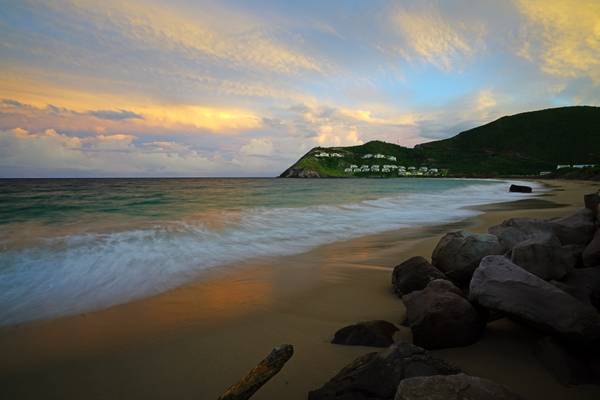 Atlantic beach at sunset, Frigate Bay, St Kitts
