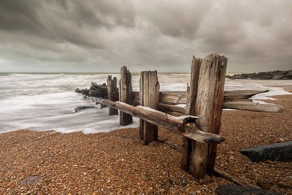 Wooden Groyne Sea Defences, Shoreham, Sussex