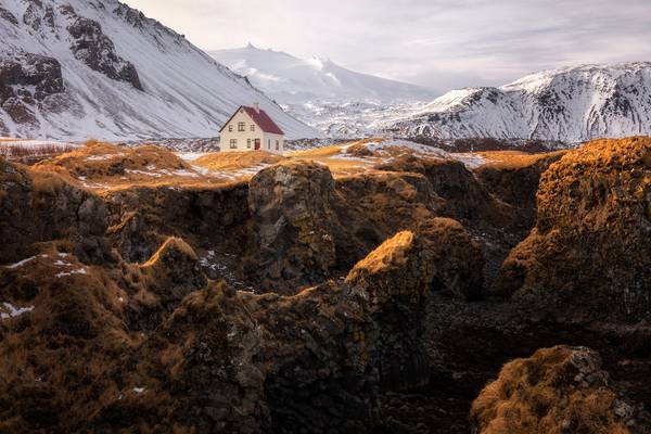 The White House, Mt. Stapafell, Arnarstapi, Snæfellsnes Peninsula, West Iceland