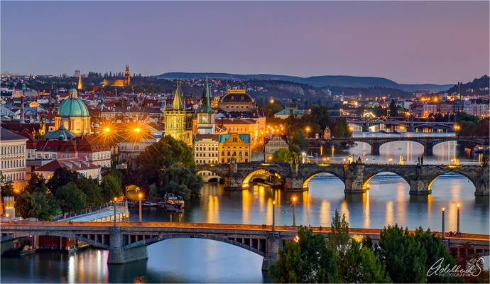 Prague blue hour view