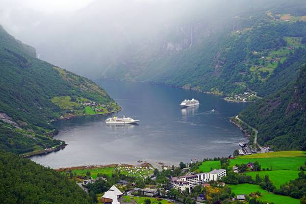 Town of Geiranger on the famous Geirangerfjord, Norway
