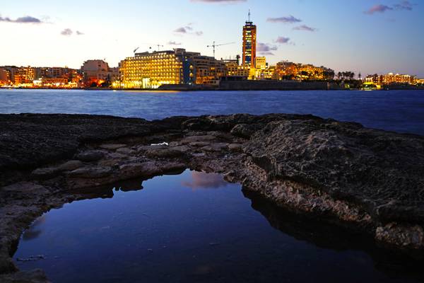 View across St Julian's Bay from Sliema, Malta