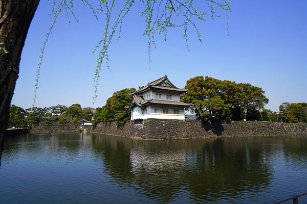 Imperial Palace grounds seen across the moat, Tokyo