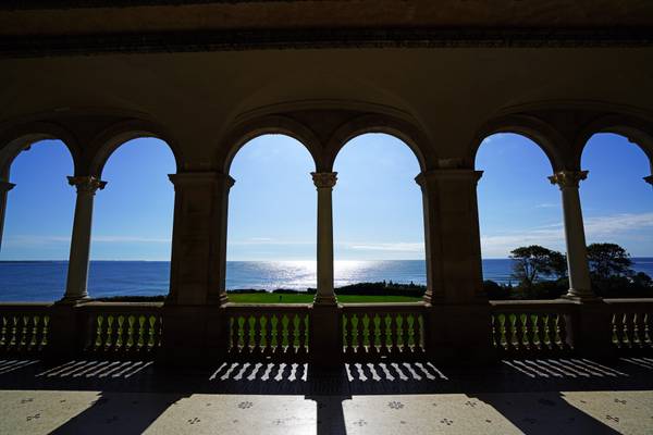 Exciting view from the terrace of the Breakers, Newport, Rhode Island