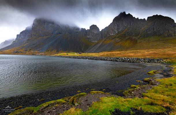 Gazing upon darkened slopes.