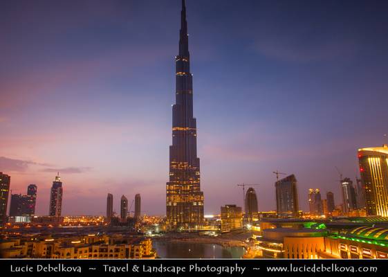 United Arab Emirates - Reaching to the Sky - Burj Dubai / Burj Khalifa at Dusk - Twilight - Blue Hour