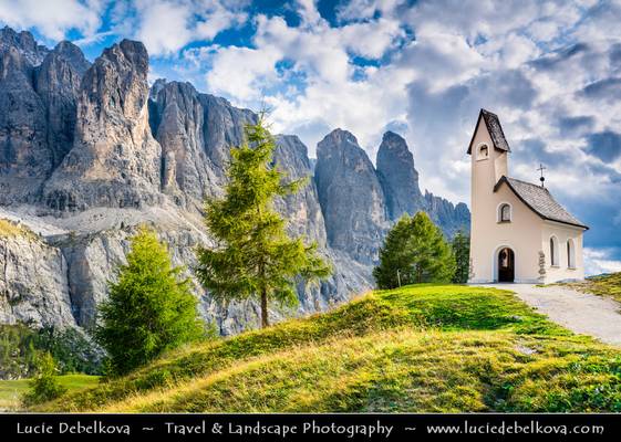 Italy - Alps - Dolomites - Gardena Pass - Passo Gardena - Lonely Church