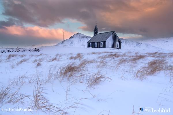 Búðakirkja at Snæfellsnes in winter light - #Iceland