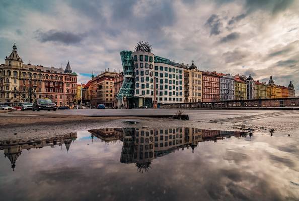 The Dancing House after the rain