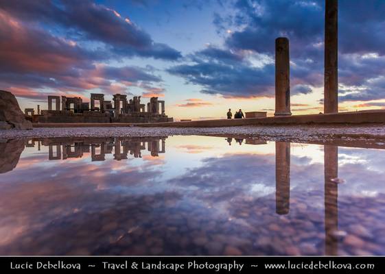 Iran - Persepolis - Palace of Darius and part of columns of The Great Palace of Xerxes Reflected
