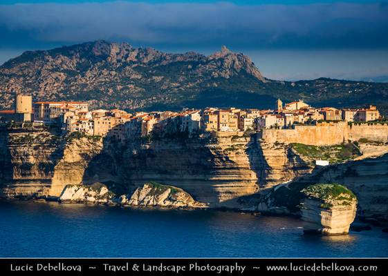 France - Corsica Island - Corse - Bonifacio - Bunifaziu - Historical Town on white limestone cliffs