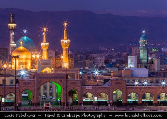 Iran - Mashhad- Imam Reza Holy Shrine at Dusk - Blue hour - Twilight - Night