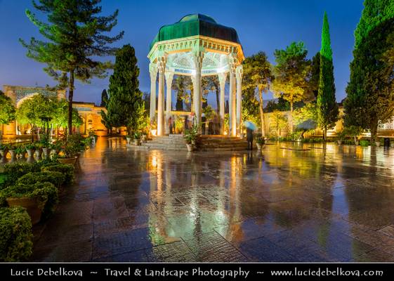 Iran - Shiraz - Blue Hour at The Tomb of Hafez in Musalla Gardens