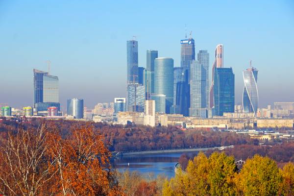 Moscow City skyscrapers from Sparrow Hills, Russia