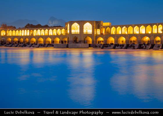 Iran - Esfahan - Isfahan - Khaju Bridge at Dusk - Twilight - Blue Hour - Night