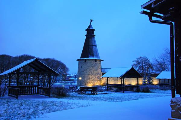 Pskov at dawn. The High Tower