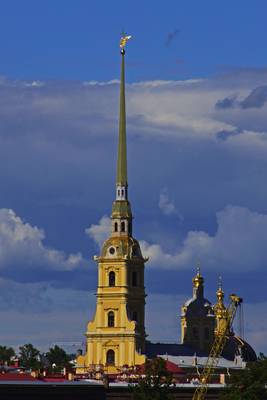Dramatic sky over Peter & Paul Cathedral, Saint Petersburg