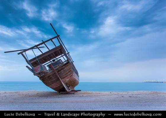 Qatar - Al Wakrah - Lonely Dhow Standing Alone on Shore