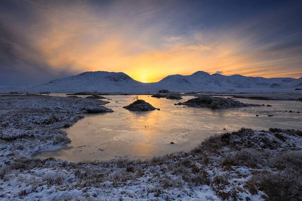 Sunset over Lochan na-h Achlaise, Rannoch Moor, Scotland
