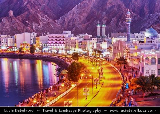 Oman - Muscat - Muttrah Corniche at Dusk - Twilight - Blue Hour - Night